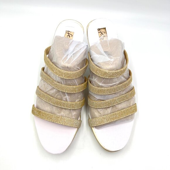 Lifestride Womens Size 7.5 Marquee Platino‎ Gold Dress Sandals Heels Shoes NEW - Picture 3 of 14